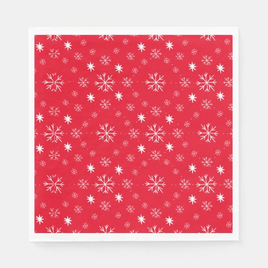 Rote Papierplatte mit weißen Schneeflocken Serviette (Vorderseite)