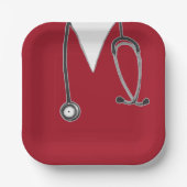 Rote Papiertafel für den Abschluss der Krankenpfle Pappteller (Vorderseite)