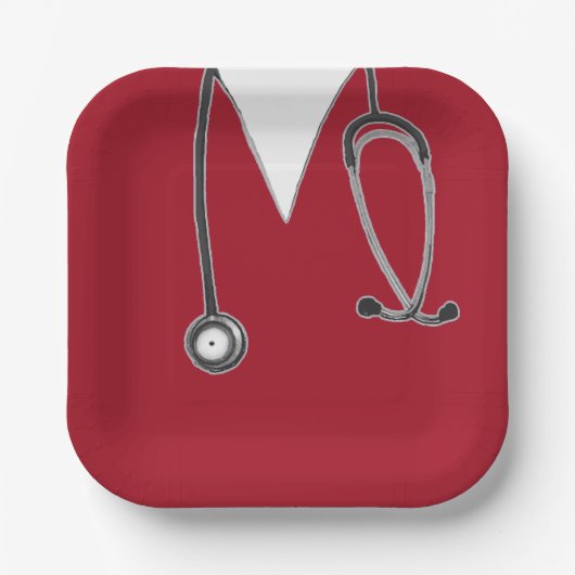 Rote Papiertafel für den Abschluss der Krankenpfle Pappteller (Vorderseite)