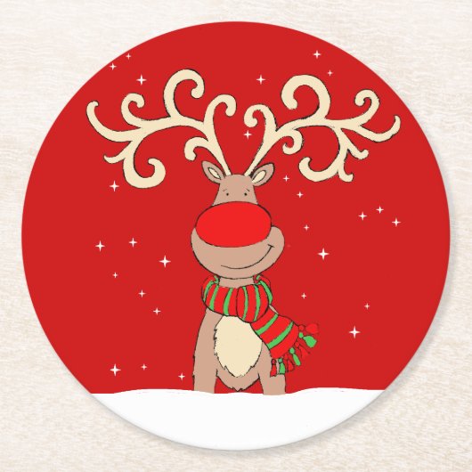 Rote PapierUntersetzer der großen Geweihe des Runder Pappuntersetzer (Vorderseite)