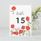 Rote Pappi Moderne Hochzeitsstimmung Tischnummer (Stehend Vorderseite)