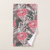 Rote Pappkuchen. Farbenfroher Blumendruck. Badhandtuch Set (Handtuch)