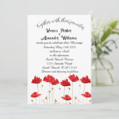 Rote Paprika Poppy Elegantes Blumenmuseum Einladung (Stehend Vorderseite)