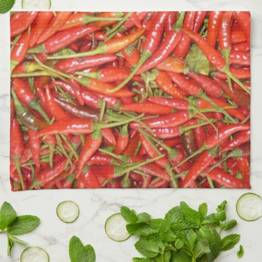 rote Paprikas Geschirrtuch (Gefaltet)
