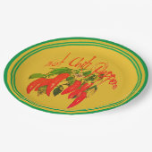 Rote Paprikaschoten der Papierplatte auf dem Hinte Pappteller (Schrägansicht)