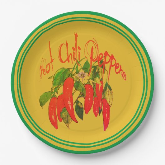 Rote Paprikaschoten der Papierplatte auf dem Hinte Pappteller (Vorderseite)