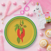 Rote Paprikaschoten der Papierplatte auf dem Hinte Pappteller (Party)