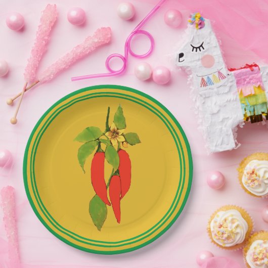 Rote Paprikaschoten der Papierplatte auf dem Hinte Pappteller (Party)