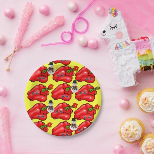 Rote Paprikaschoten Papier Teller, Frohe Weihnacht Pappteller (Party)