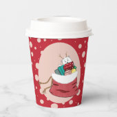 Rote Paprikaschoten Pink Polka dots Eisbärenkuppe Pappbecher (Rückseite)