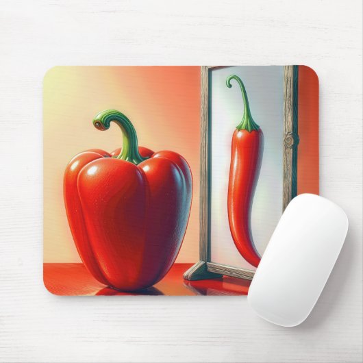 Rote Paprikaschoten Spiegelreflexion Mousepad (Mit Mouse)