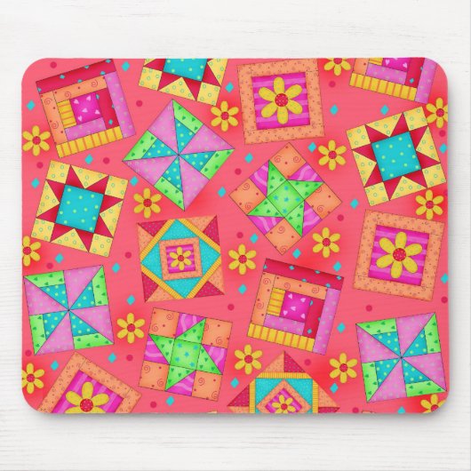 Rote Patchwork-Steppdecke blockiert Mousepad (Vorne)