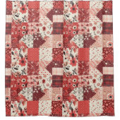 Rote Patchworkdecke Rustikal Floral Retro Duschvorhang (Vorderseite)