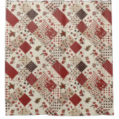 Rote Patchworkdecke Rustikal Floral Retro Duschvorhang (Vorderseite)