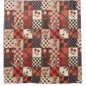 Rote Patchworkdecke Rustikal Floral Retro Duschvorhang (Vorderseite)