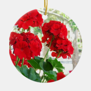 Rote Pelargonie-Blumen-Verzierung Keramikornament