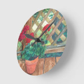 Rote Pelargonie Runde Wanduhr (Winkel)
