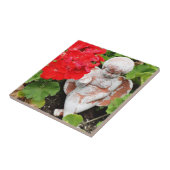 Rote Pelargonie-und Engel-Fliese Fliese (Seite)