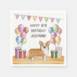 Rote Pembroke Welsh Corgi Farbige Alles Gute zum G Serviette