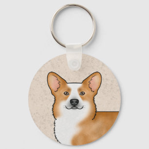 Rote Pembroke Welsh Corgi Süße Hunderkopf-Porträt Schlüsselanhänger