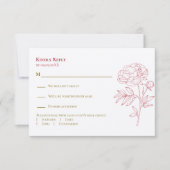 Rote Peony Line Zeichnend Einladung zur Hochzeit, (Vorderseite)