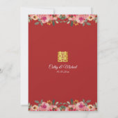 Rote Perle Blütenzeit Chinesische Hochzeit doppelt Einladung (Rückseite)