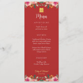 Rote Perle Blütenzeit Chinesische Hochzeit doppelt Menükarte (Vorderseite)