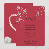 Rote Perleinladung Save The Date (Vorne/Hinten)