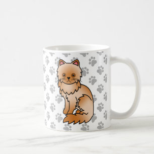 Rote persische süße Cartoon-Katzen-Illustration Kaffeetasse
