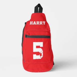 Rote personalisierte Fußballstiefel Crossbody Bag