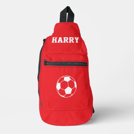 Rote personalisierte Fußballstiefel Crossbody Bag (Vorderseite)