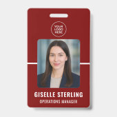 Rote personalisierte Mitarbeiter-ID-Karte Ausweis (Vorderseite)