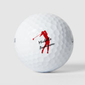 Rote Personalisierte Weibliche Golfer Golfball (Vorderseite)