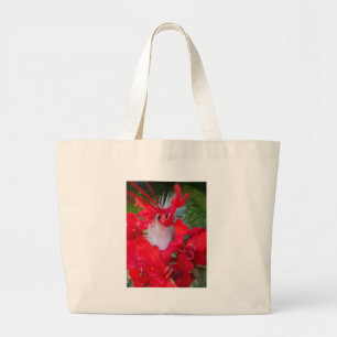 Rote Petal-Feder-Kunst-Druck Jumbo Stoffbeutel