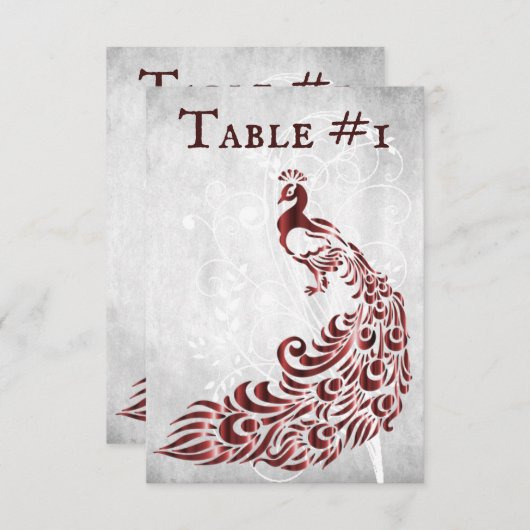 Rote Pfauenleaf-Weinkarte Einladung (Vorne/Hinten)