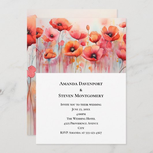 Rote Pfeffer bei einer Hochzeit im Wasserfeld Einladung (Vorne/Hinten)