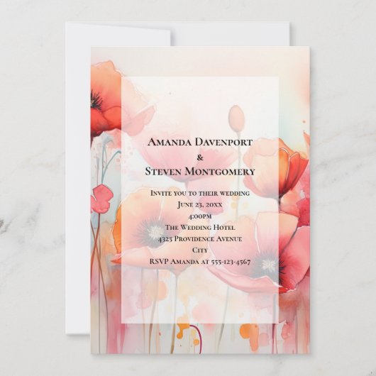 Rote Pfeffer bei einer Hochzeit im Wasserfeld Einladung (Vorderseite)