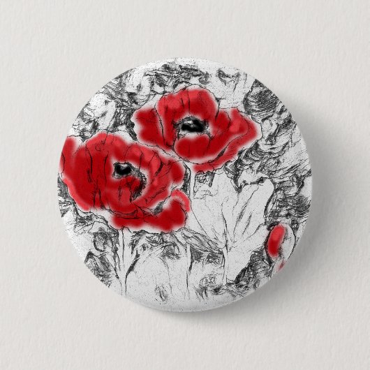 Rote Pfeffer, handgezeichnet, Blume, Blüten Button (Vorderseite)