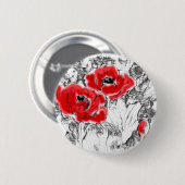 Rote Pfeffer, handgezeichnet, Blume, Blüten Button (Vorne & Hinten)