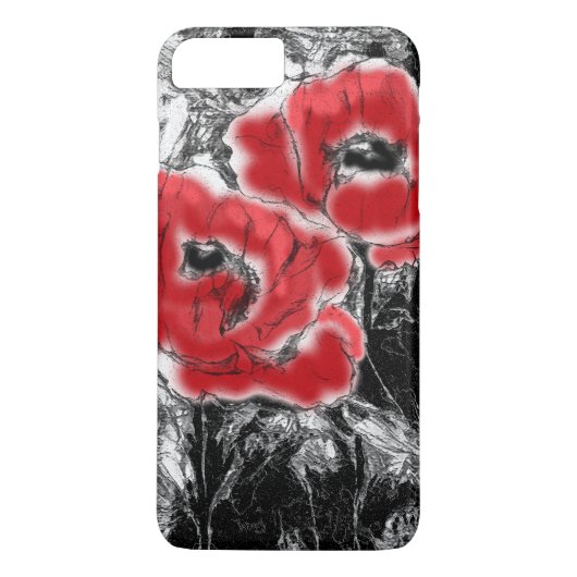 Rote Pfeffer, handgezeichnet, Blume, Blüten Case-Mate iPhone Hülle (Rückseite)
