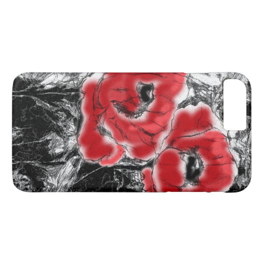 Rote Pfeffer, handgezeichnet, Blume, Blüten Case-Mate iPhone Hülle (Rückseite (Horizontal))