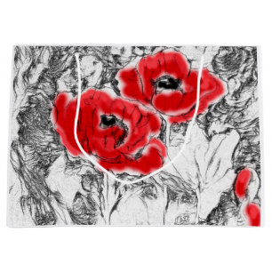 Rote Pfeffer, handgezeichnet, Blume, Blüten Große Geschenktüte