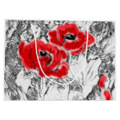 Rote Pfeffer, handgezeichnet, Blume, Blüten Große Geschenktüte (Rückseite)