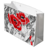 Rote Pfeffer, handgezeichnet, Blume, Blüten Große Geschenktüte (Rückseite Schrägansicht)