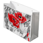 Rote Pfeffer, handgezeichnet, Blume, Blüten Große Geschenktüte (Vorderseite Schrägansicht)