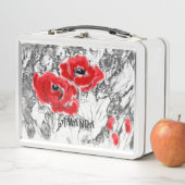 Rote Pfeffer, handgezeichnet, Blume, Blüten Metall Brotdose (Beispiel)