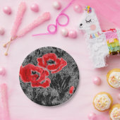 Rote Pfeffer, handgezeichnet, Blume, Blüten Pappteller (Party)