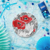 Rote Pfeffer, handgezeichnet, Blume, Blüten Pappteller (Party)