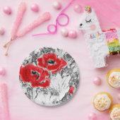 Rote Pfeffer, handgezeichnet, Blume, Blüten Pappteller (Party)