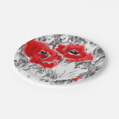 Rote Pfeffer, handgezeichnet, Blume, Blüten Pappteller (Schrägansicht)